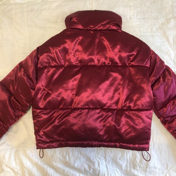 Avec Les Filles Satin Puffer Jacket M Red Glam Dark Romantic - Picture 5 of 15